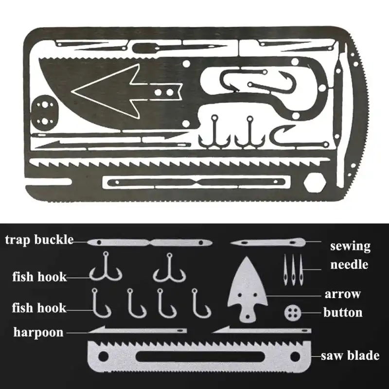 Multifunction Camping Survival Tool Fishing Hook Card Hunting New