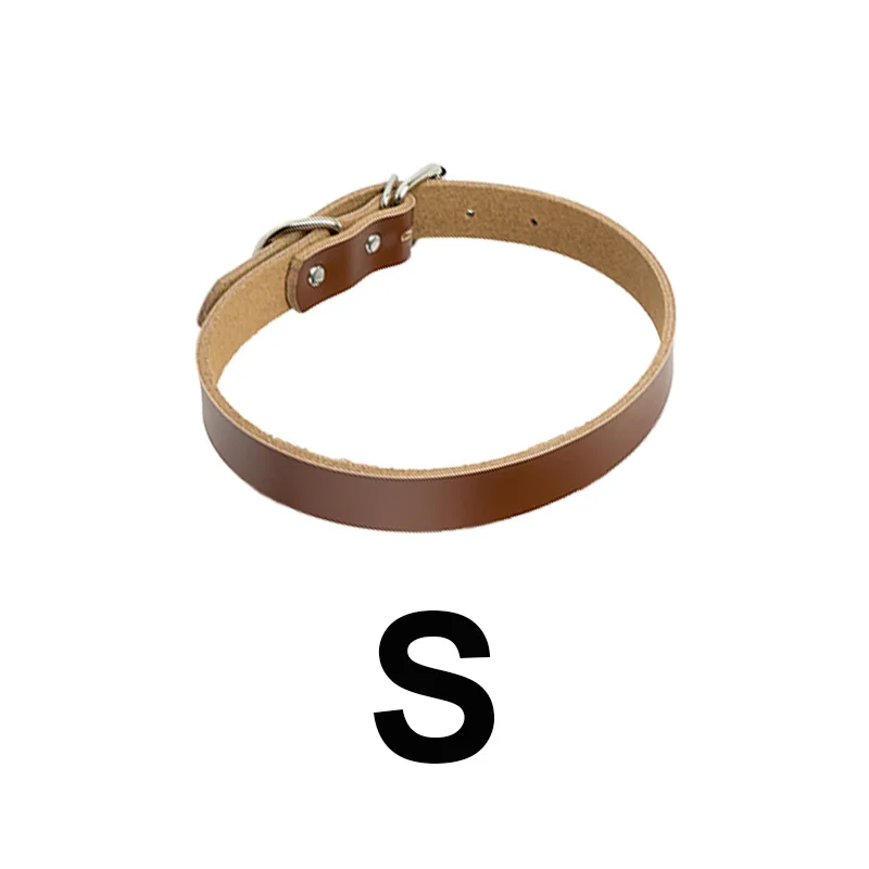 S-brown-Collar Ошейник для собак из натуральной кожи, поводок для домашних животных, поводок для собак, поводок для собак, маленький средний и большой регулируемый поводок для домашних животных - Цвет: S-brown-Collar