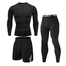 Мужская спортивная одежда, костюмы, спортивные колготки, комплексная тренировочная одежда, спортивный комплект, спортивный костюм для бега, сухая посадка, 3 предмета