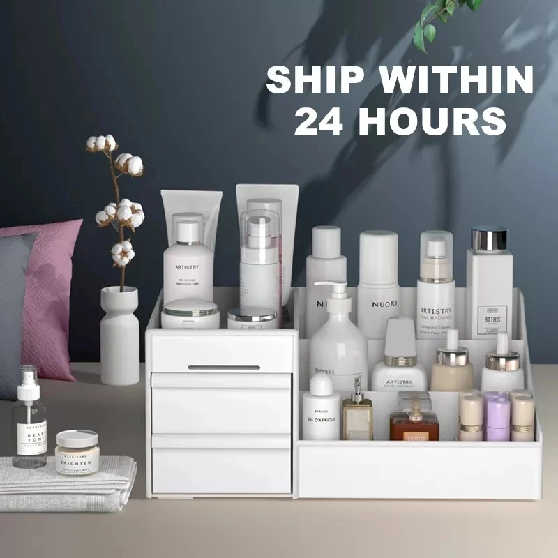 Large Capacity Cosmetic Storage Box Makeup Desktop Jewelry Nail Polish Lipstick Rangement Container Desktop Drawer Organizer