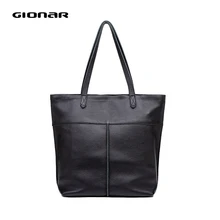 GIONAR, натуральная мягкая коровья кожа, классические черные сумки-шопперы для женщин, на плечо, для работы, путешествий, сумка для ноутбука, большие кошельки и сумки