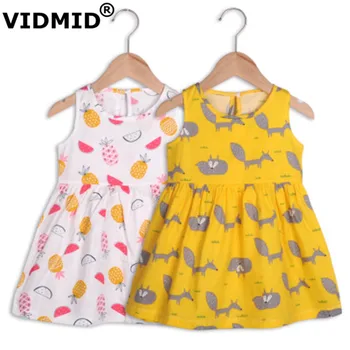 

VIDMID baby girls summer short sleeve dresses cotton clothes folwers dresses kids girls casual dresses children clothing 7119 01