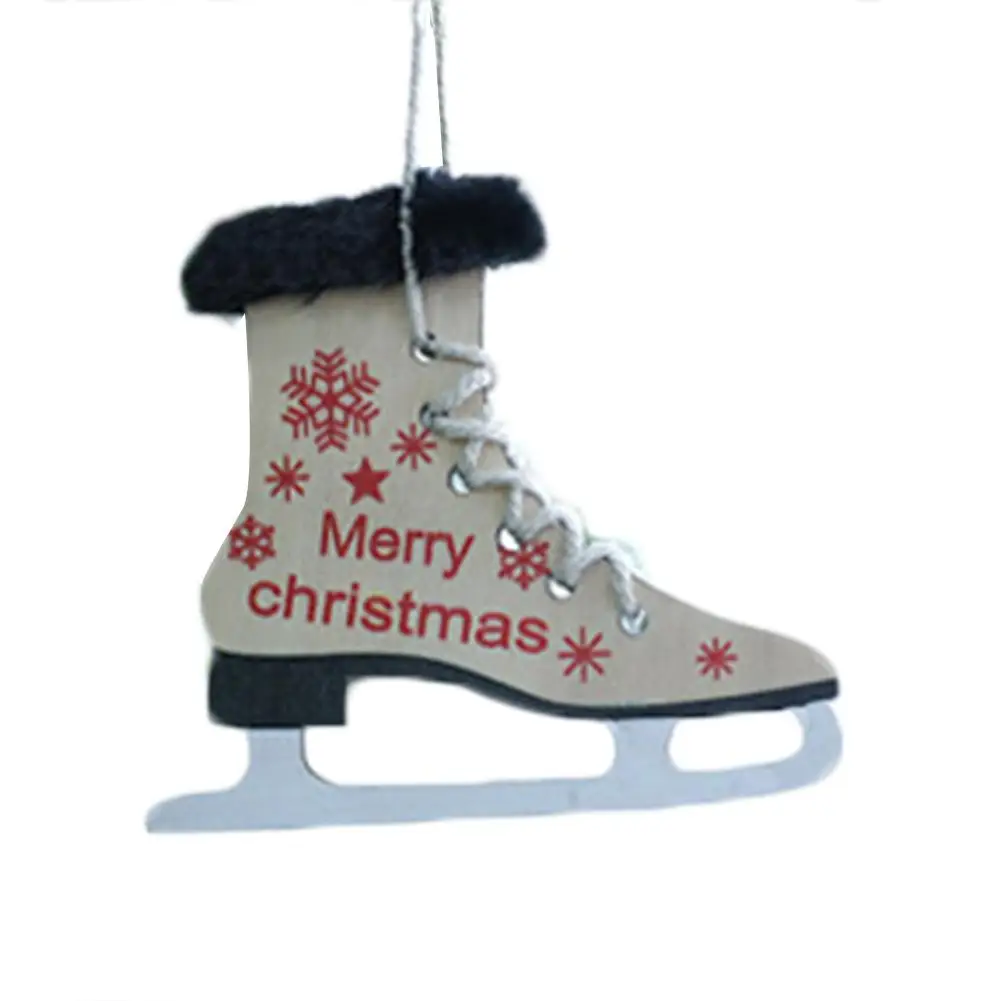 3 шт в скандинавском стиле рождественские коньки обувь кулон плюшевые полые деревянные подвески для украшения рождественской елки
