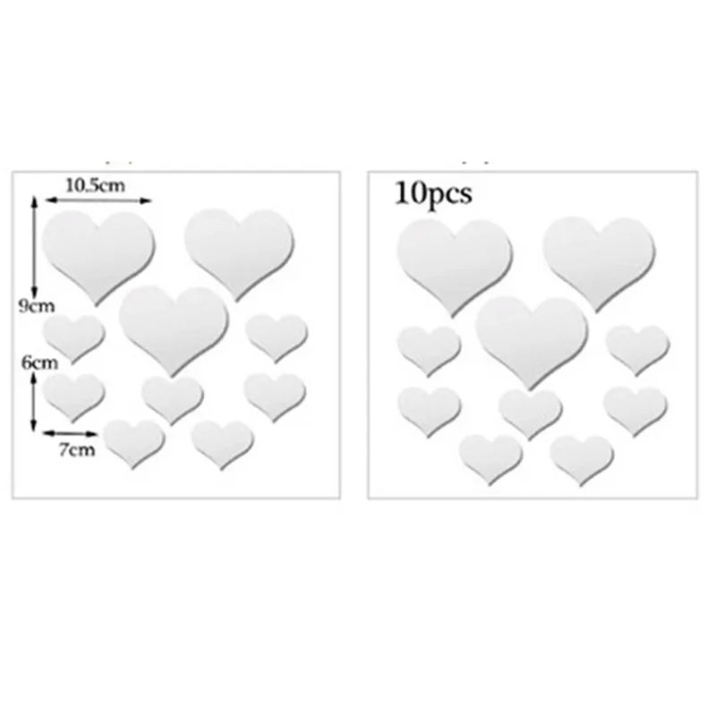 10 шт. Любовь Сердце акриловый 3D зеркальная Настенная Наклейка Съемная наклейка s DIY украшения для дома