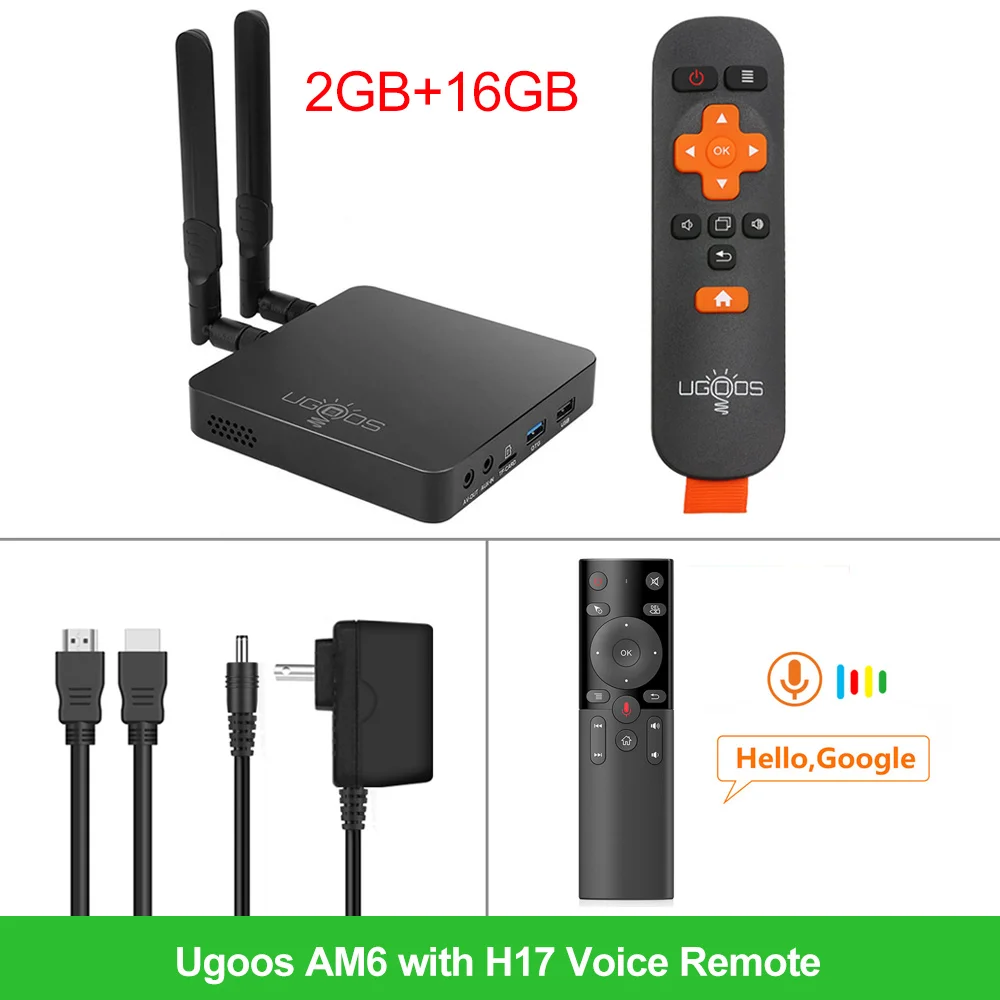 2GB 16GB H17RC UGOOS AM6 Android TV BOX Amlogic S922X Android 9.0 Smart TV BOX AM6 pro DDR4 4GB RAM 32GB Dual WiFi 1000M BT5.0 4K Media Player - Цвет: 2GB 16GB H17RC