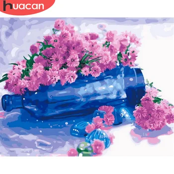 

HUACAN Painting By Number Drawing On Canvas Flower HandPainted Paint Art Gift DIY Pictures By Number Kits Home Decoration