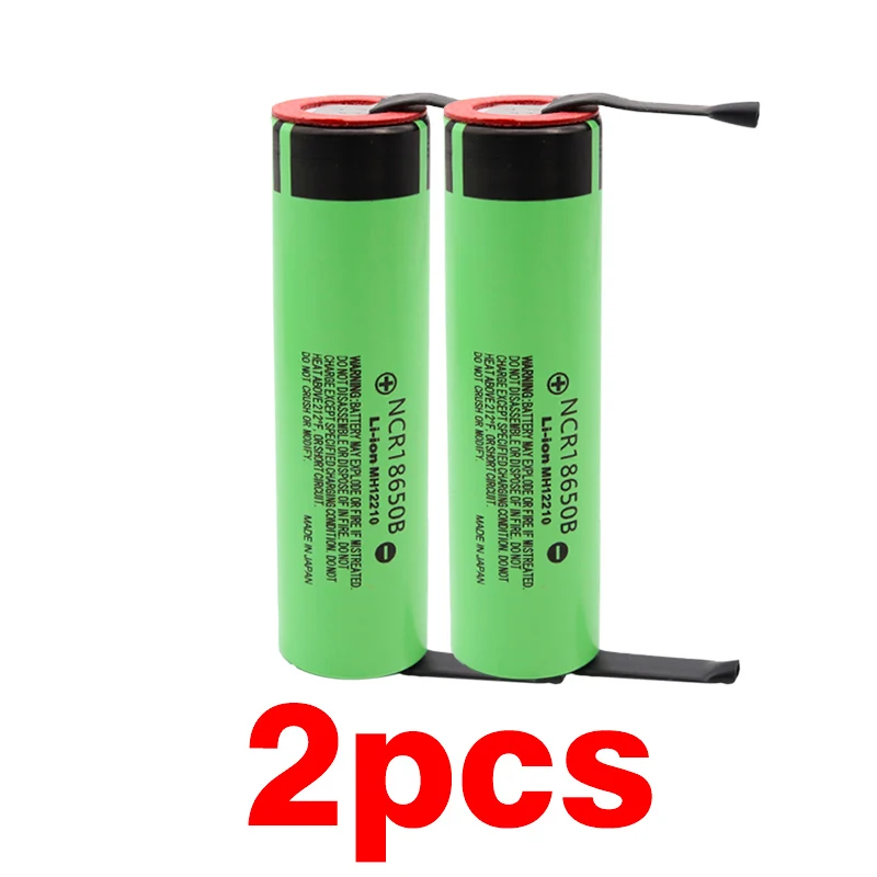 18650 батарея 3400mah 3,7 v литиевая батарея для NCR18650B 3400mah подходит для фонарика батарея+ diy никель - Цвет: 2pcs