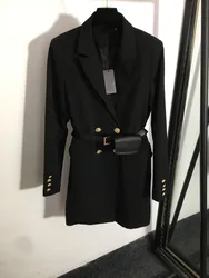 Primavera outono novo designer feminino de alta qualidade cinto duplo breasted casaco c368