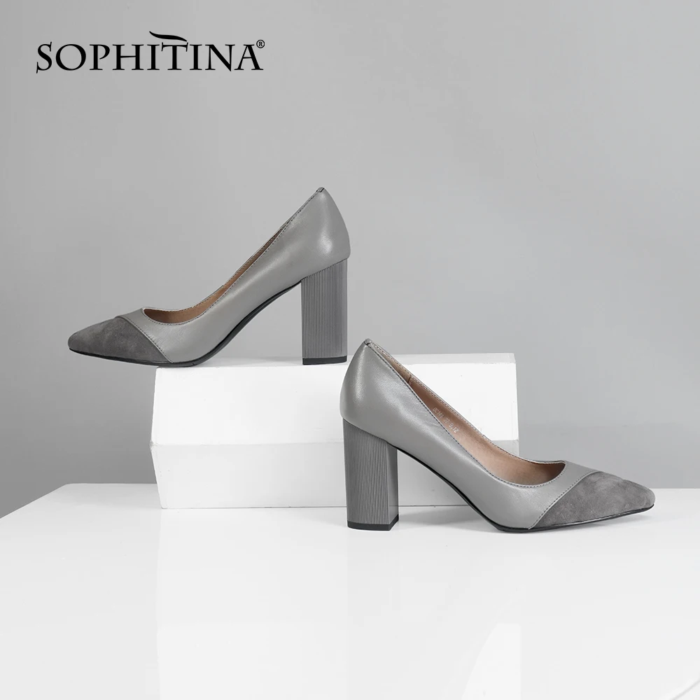 SOPHITINA/удобные туфли лодочки на квадратном каблуке Модные новые без застежки с