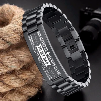 

TO MY DAD BRACELET PERSONALISED BIRTHDAY GIFTS INPSIRATIONAL WRISTBAND STAINLESS STEEL GIFT TO SON AND DAD