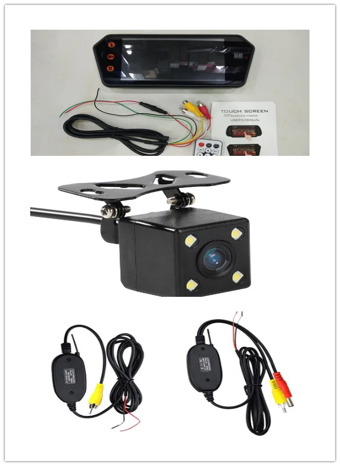 add wireless camera 7 дюймов зеркало заднего вида автомобиля монитор MP5 с bluetooth Сенсорный экран USB TF карта температуры чувствительный дисплей Новое - Цвет: add wireless camera