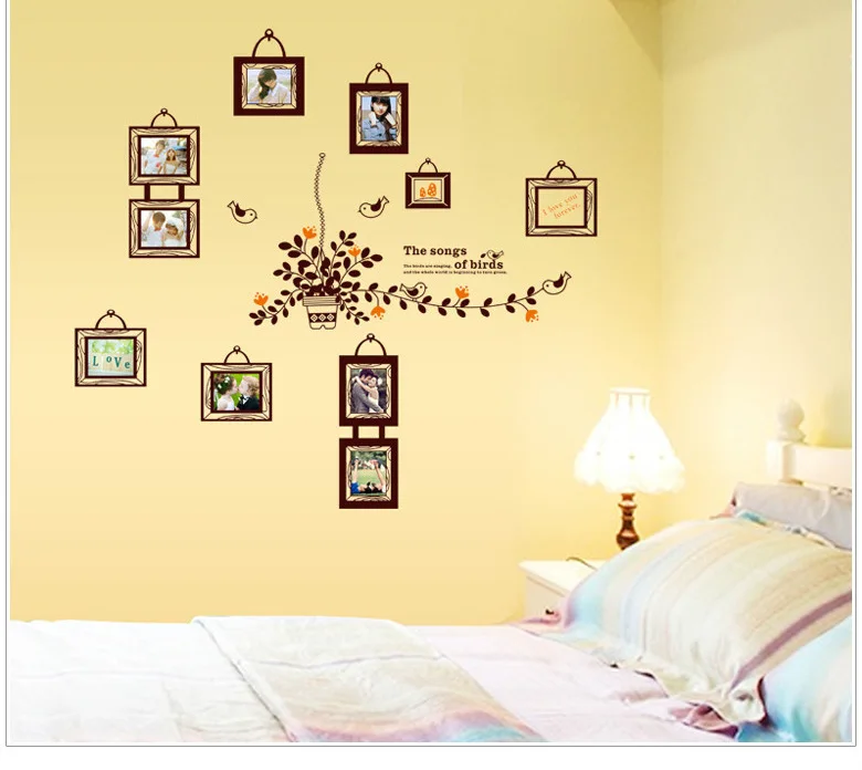 Гостиная спальня украшения наклейки на стену с изображением птиц Рамка Настенные фотостикеры Съемный ПВХ водостойкая клейкая бумага Ay9224