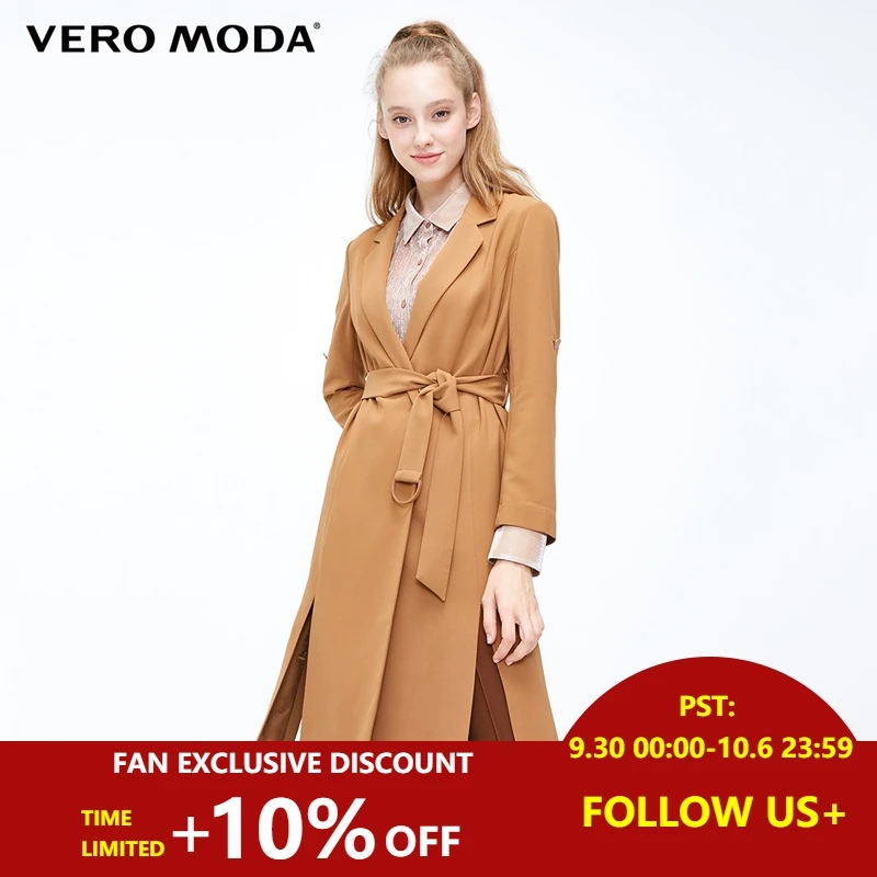 

Vero Moda Women's Slim Fit Split Hemline Single-button Wind Coat | 318421503