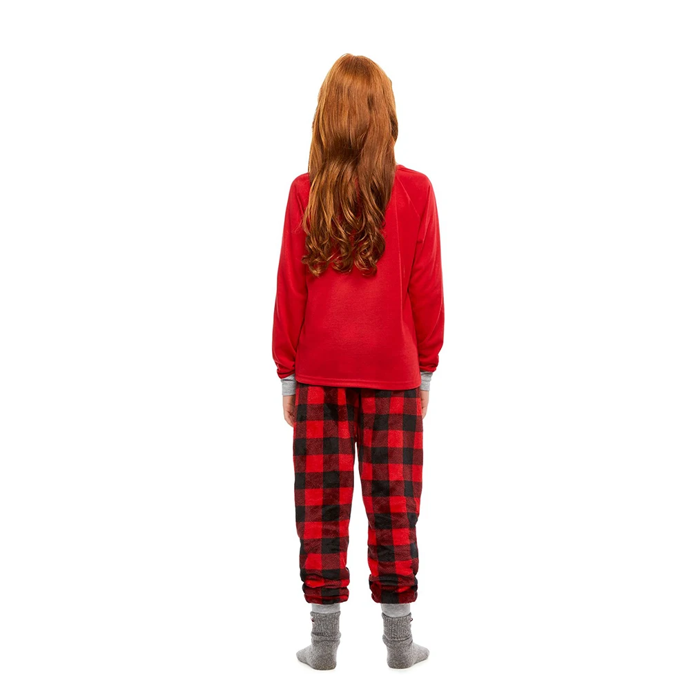 Рождественские одинаковые пижамы для всей семьи, Пижамный набор, Рождественская одежда для сна с Санта Клаусом, одежда для сна, Подарочная одежда с длинными рукавами, теплые красные клетчатые комплекты с изображением оленя