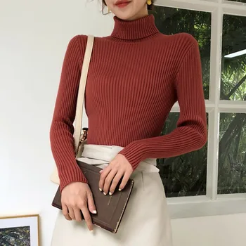 

Women Autumn Sweaters Slim Soft Long Sleeve Turtleneck Knit Pullover Tops Sexy Slim Stretch Fashion Wild Sweater