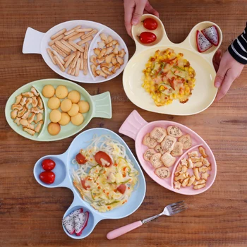 

Ceramic children plate baby tableware cute cartoon kindergarten home breakfast plate grid plate biscuit fruit plate