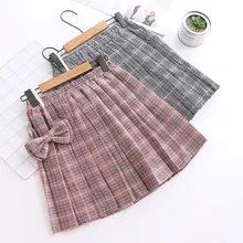 Harajuku тартан розовая Женская юбка, сексуальные клетчатые плиссированные юбки, модная мини юбка для танцев, Милая юбка с бантом, высокая талия, школьные юбки для женщин