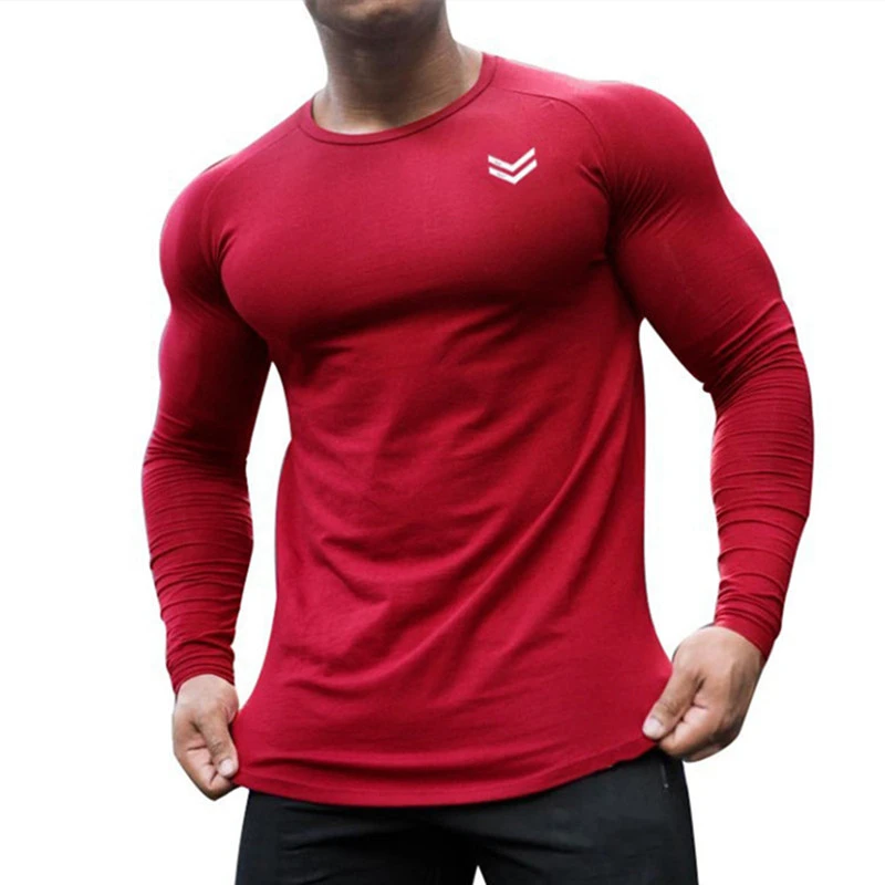 Camiseta de manga larga de algodón para hombre, Camisa ajustada entrenamiento para ropa deportiva para correr, de verano, nueva| Camisetas para correr| - AliExpress