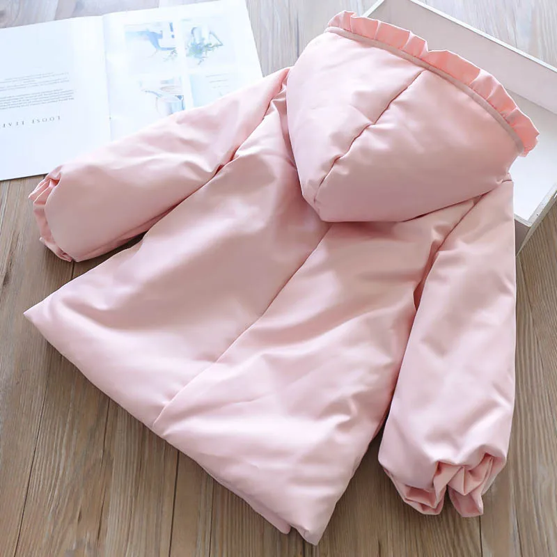 

324785-2018 Winter 2 Colors Girls Hooded Peony Leaves Oblique Buttons Boy Cotton Childrenswear 2.6