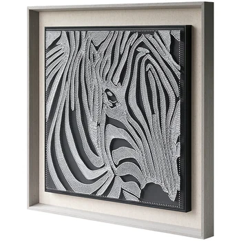 

Zebra pattern string silk painting with frame wall art
