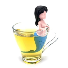 Ситечко для чая в виде русалки, Силиконовый Фильтр для чая, сексуальный фильтр для заварки чая в виде русалки, многоразовый инструмент для заваривания чая в виде листьев, травяной мини ситечко, чайная ложка-фильтр