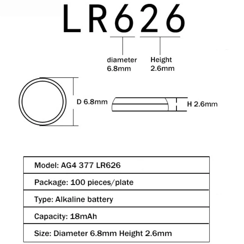 500 шт. AG4 377A 377 LR626 SR626SW SR66 LR66 батарея монетного типа для часов|Часовые батарейки| |