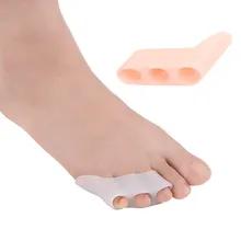 Separador de dedo pequeño del pie de tres agujeros, alivio de dolor de juanete transparente, alisador de dedos, herramienta de cuidado del pie Protector YXL, 2 uds.