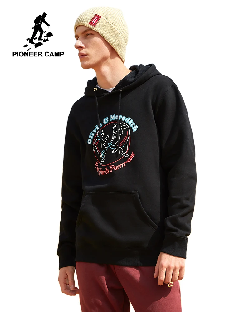 Мужская толстовка с капюшоном Pioneer Camp теплая флисовая из 100% хлопка принтом зима
