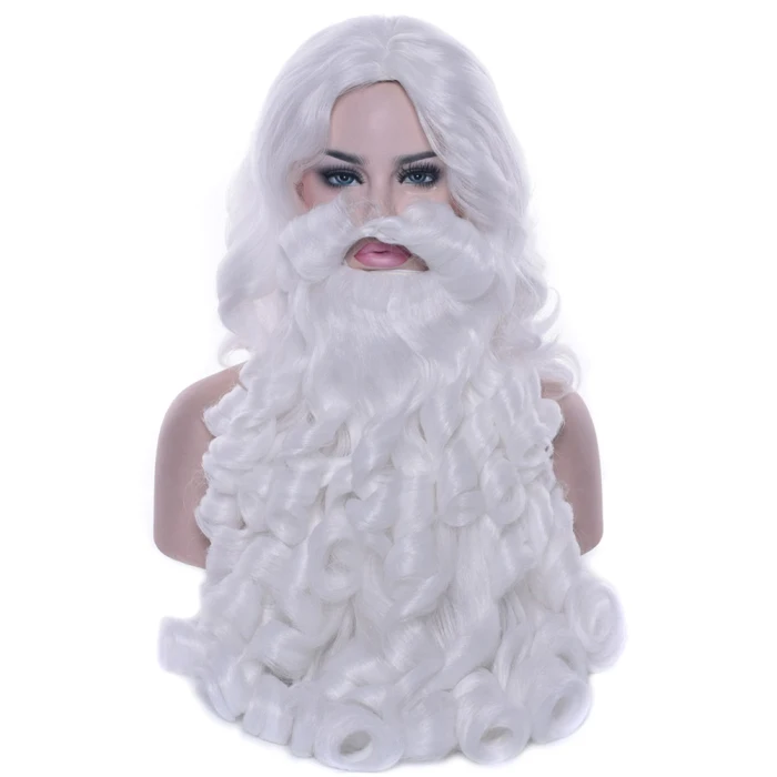 Парик Борода Санта-Клауса длинное белое нарядное платье костюм аксессуар для рождественской вечеринки украшения NE