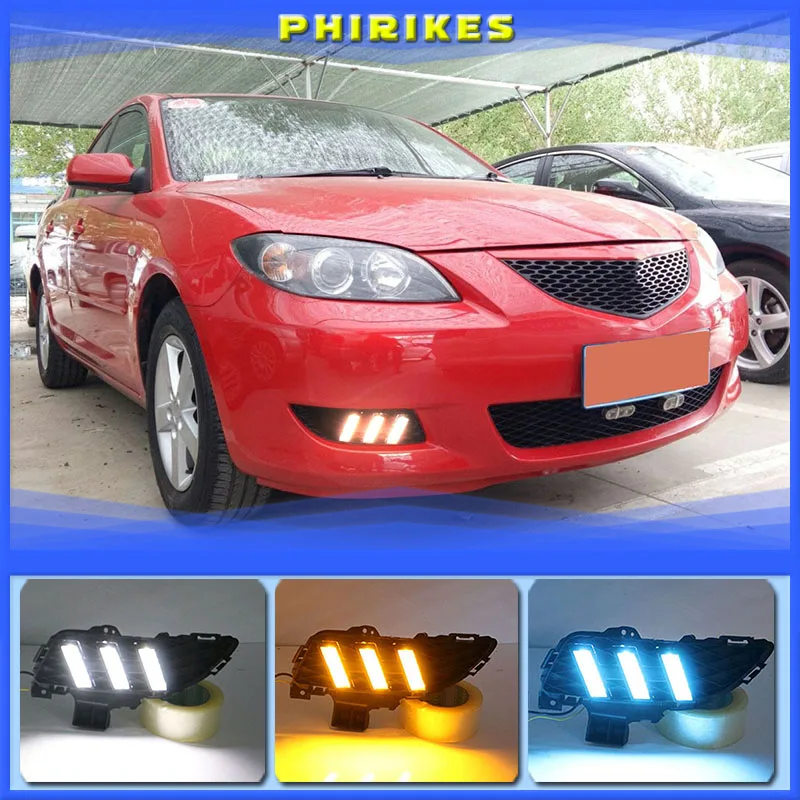 

Светодиодсветодиодный дневные хосветильник для Mazda 3 Axela 2006-2009, реле направления поворота из АБС-пластика, 12 В, украшение для противотуманной фары, 2 шт.