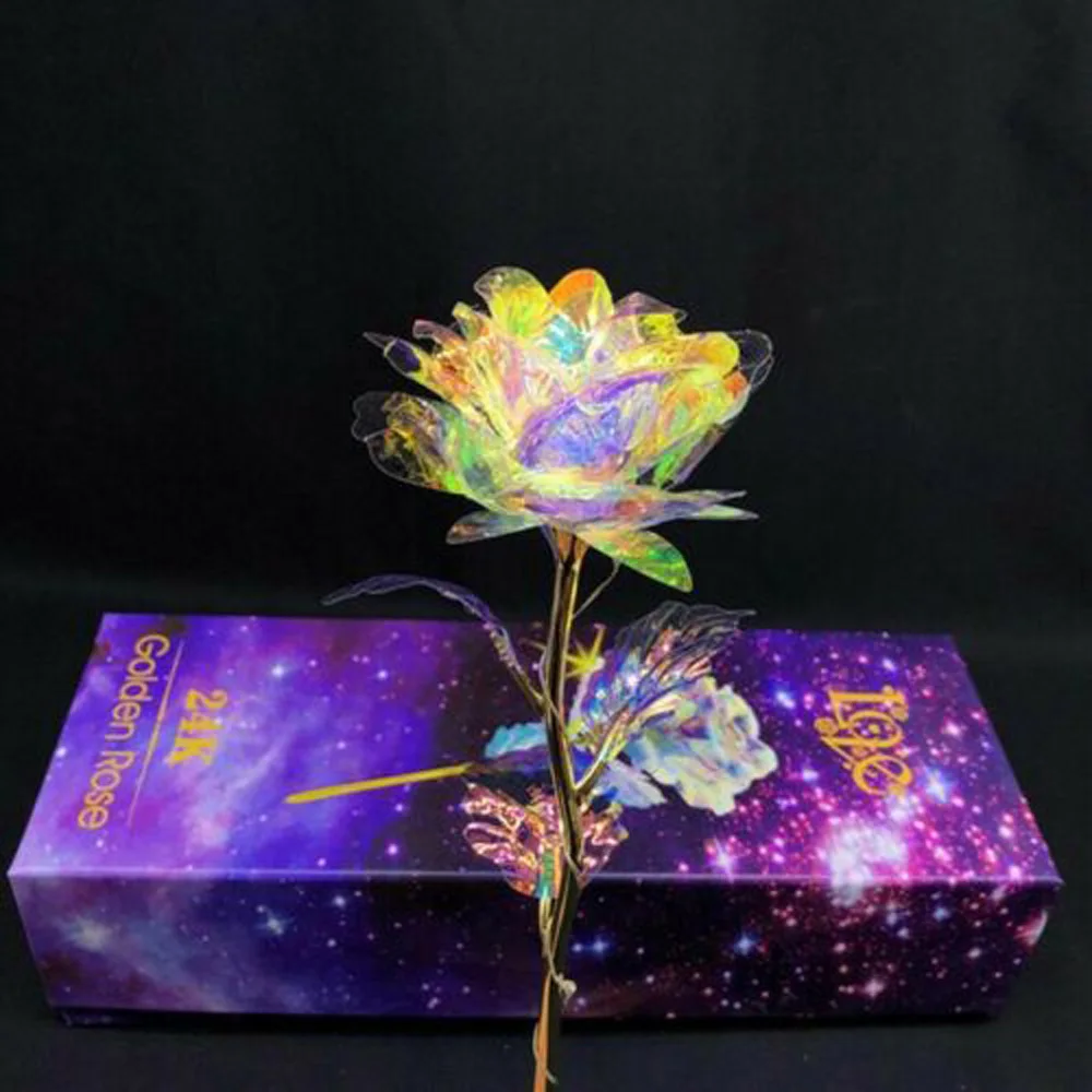 24K Золотая Роза фольга искусственные украшения Цветы блестящие подарки для Дня матери Горячие