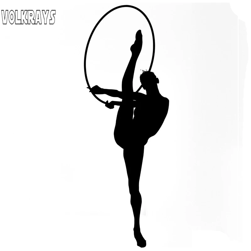 Volkrays Interesting Car Sticker Gymnastic Girls Sport Acrobatics Ribbons Accessories Reflective Vinyl Black/Silver 5cm*17cm | Автомобили