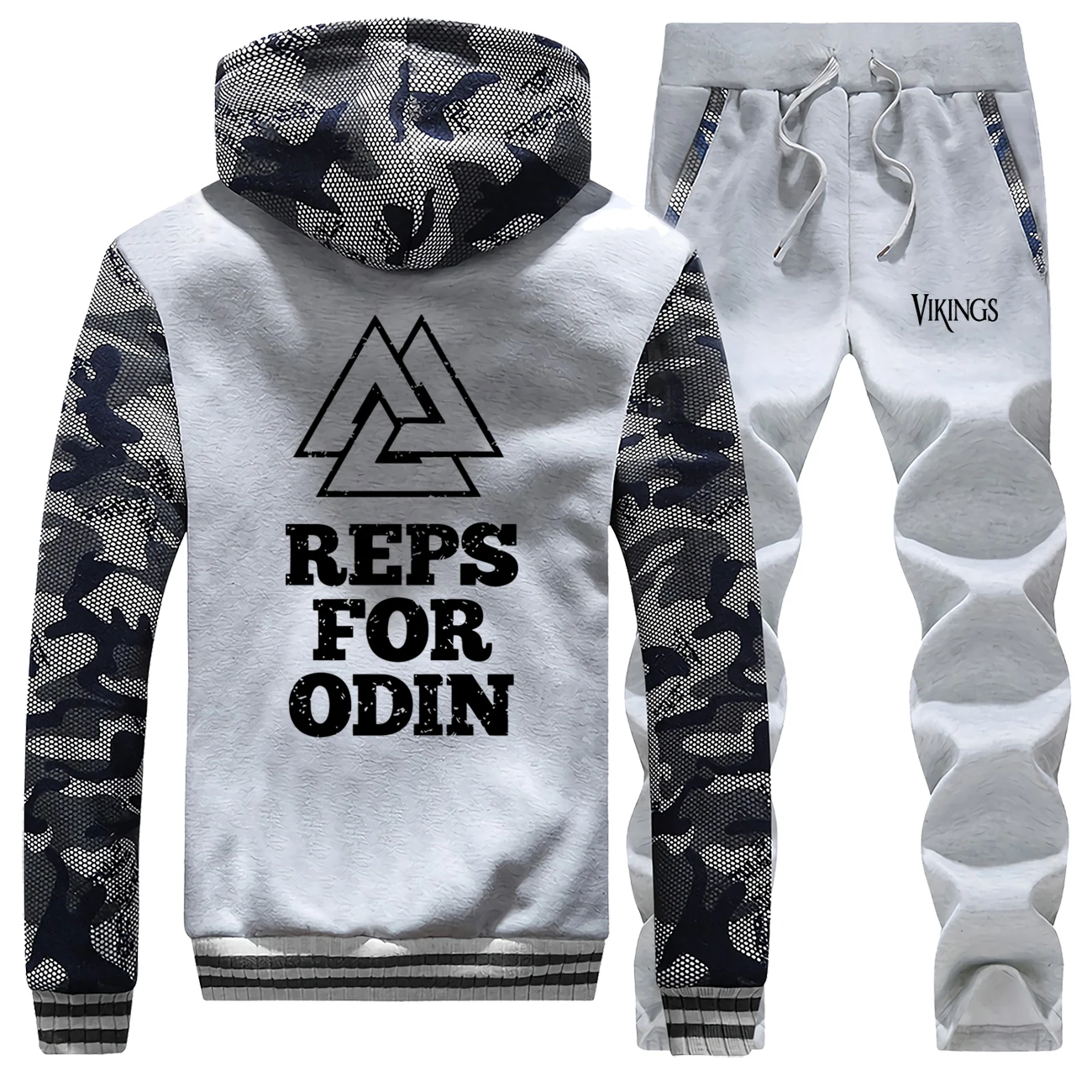 ТВ шоу Викинг Мужской камуфляж набор мужские Reps для Odin толстые наборы Viking штаны, Толстовка тренировочный костюм зимние теплые флисовые куртки