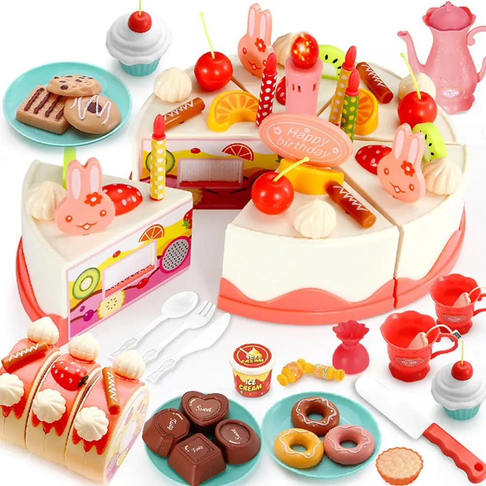 Kuulee большой ролевой игры моделирование торт игрушка с светильник Музыка для детей мальчиков и девочек - Цвет: Сливовый