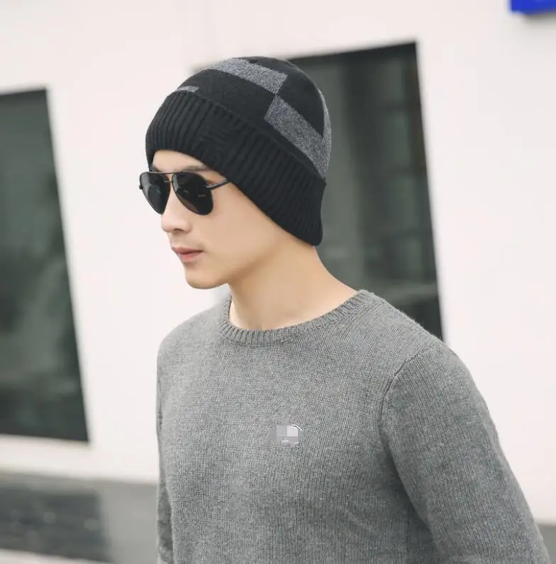Зимняя шапка Skullies Beanies шапки зимние шапки для мужчин женский шерстяной шарф головные уборы, Балаклава маска Knitted шапка вязаная