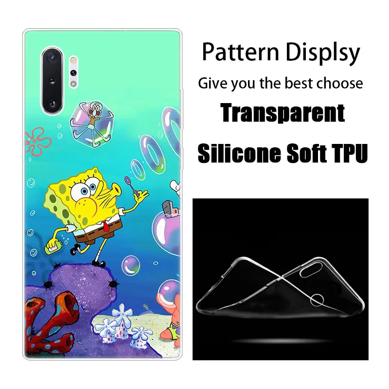 Милая мультяшная Губка Боб Чехол Для samsung Galaxy S10E S10 5G S9 S8 S7 Edge Note 10 плюс 9 A9 A8 A7 A6 плюс A5 TPU Защитный чехол