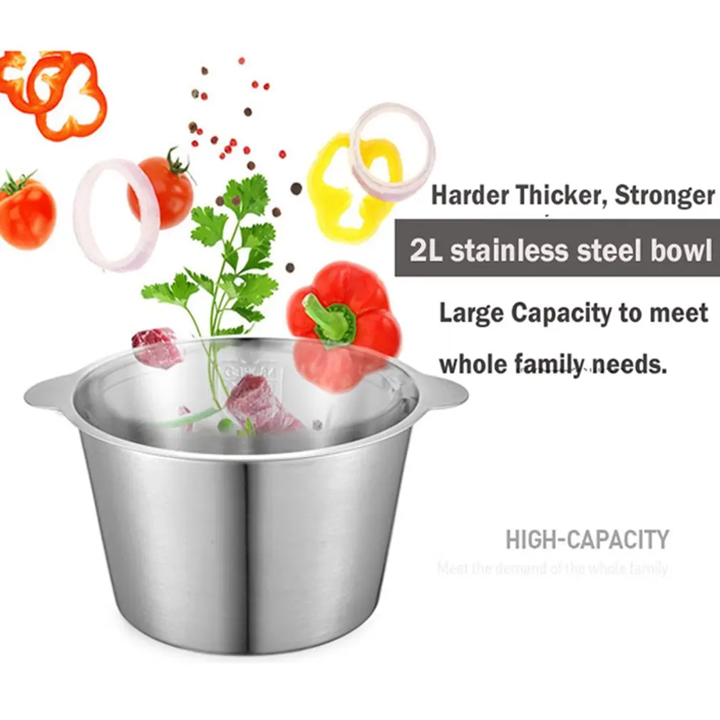 2 Speeds 500W 2L Large Capacity Chopper Meat Grinder Household Mincer Food Processor With Stainless Steel Bowl