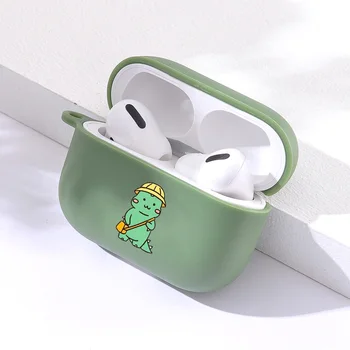 

Green Soft Silicone Case For Apple Airpods Pro Case Wireless Bluetooth Case for Air pod 3 2019 Case Cute Cartoon Dinosaur Cover