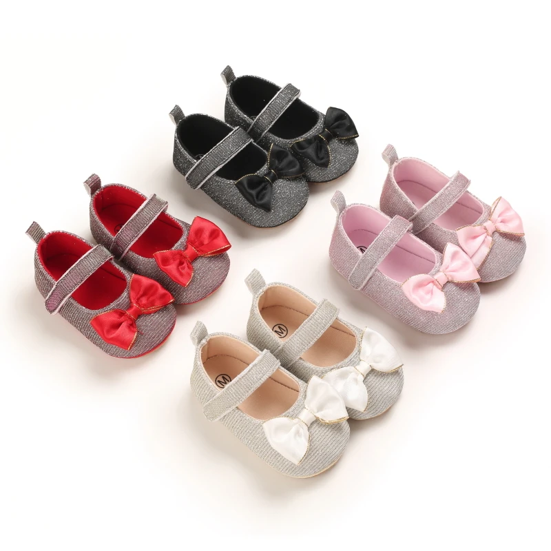 

2021 New Princess Bow Baby Shoes Soft Sole Baby Girl Shoes Spring Autumn Baby Girl First walkers Glitter