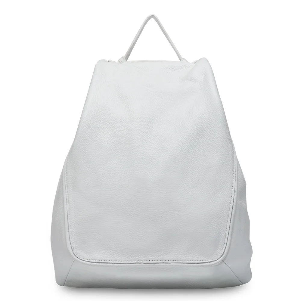 Zency, новая модель, натуральная кожа, женский рюкзак, большие дорожные сумки, неправильный овал, повседневный ранец для девочек, школьный ранец цвета хаки - Цвет: Белый