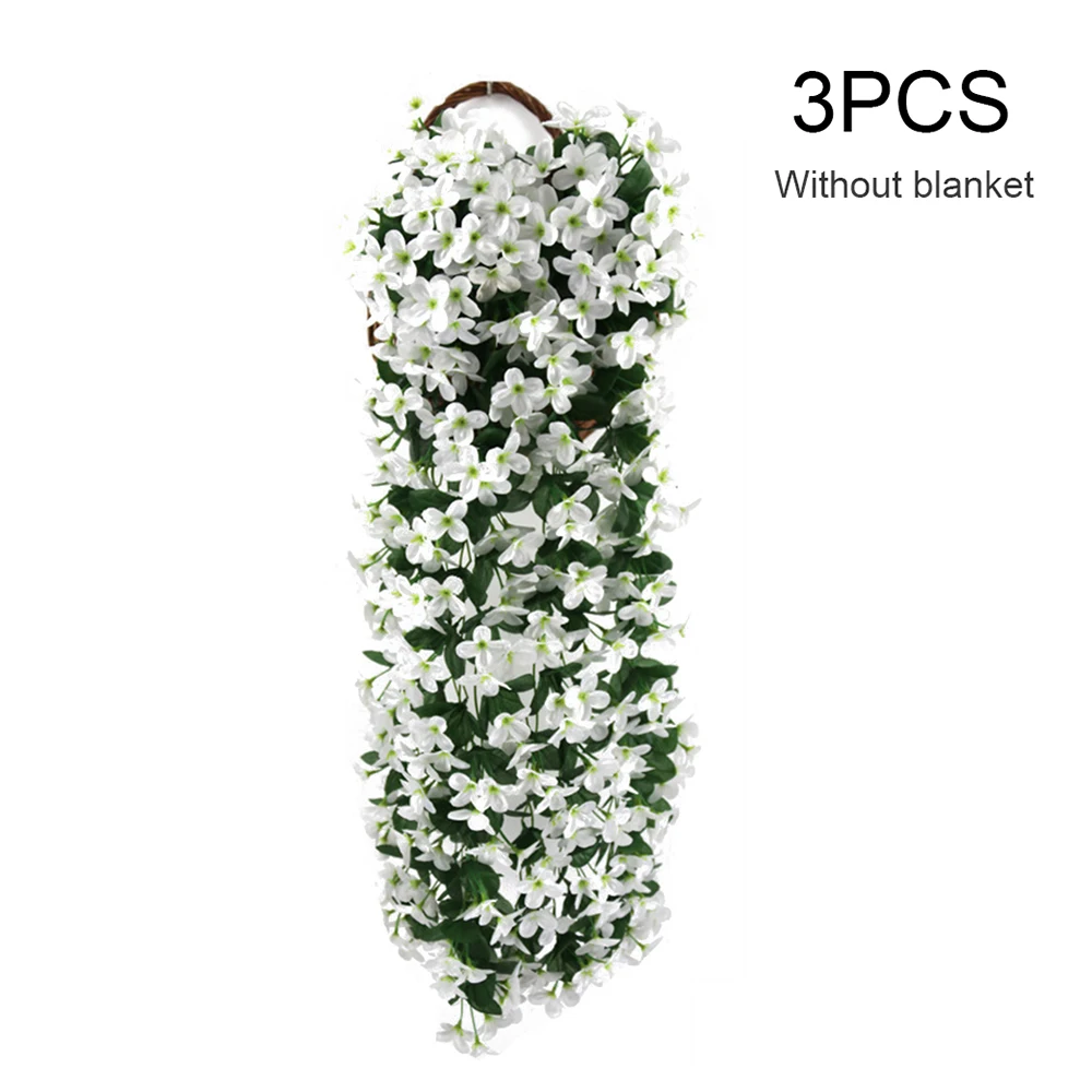 

3x Artificial Flower Home Decoration Veranda Vine Fake Plants Hanging Basket silk flower + plastic