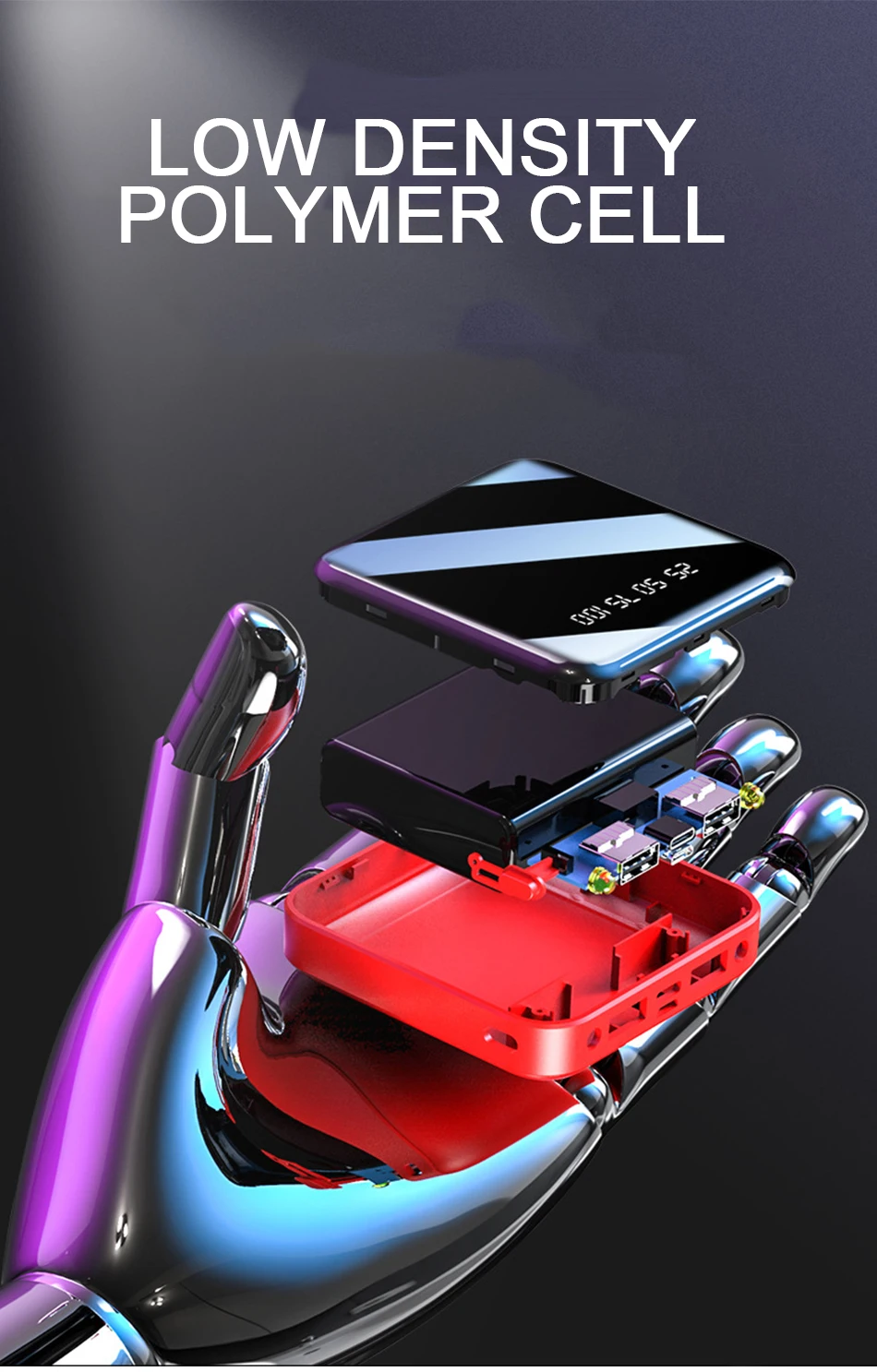 Мини внешний аккумулятор для iPhone, Xiaomi, внешний аккумулятор, зарядное устройство, два порта Usb, внешний аккумулятор, портативный аккумулятор, 30000 мА/ч