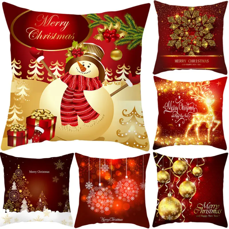 1PC веселый рождественский принт подушка чехол полиэстер диван-подушка для автомобиля наволочка для домашнего декора Диван декоративные подушки