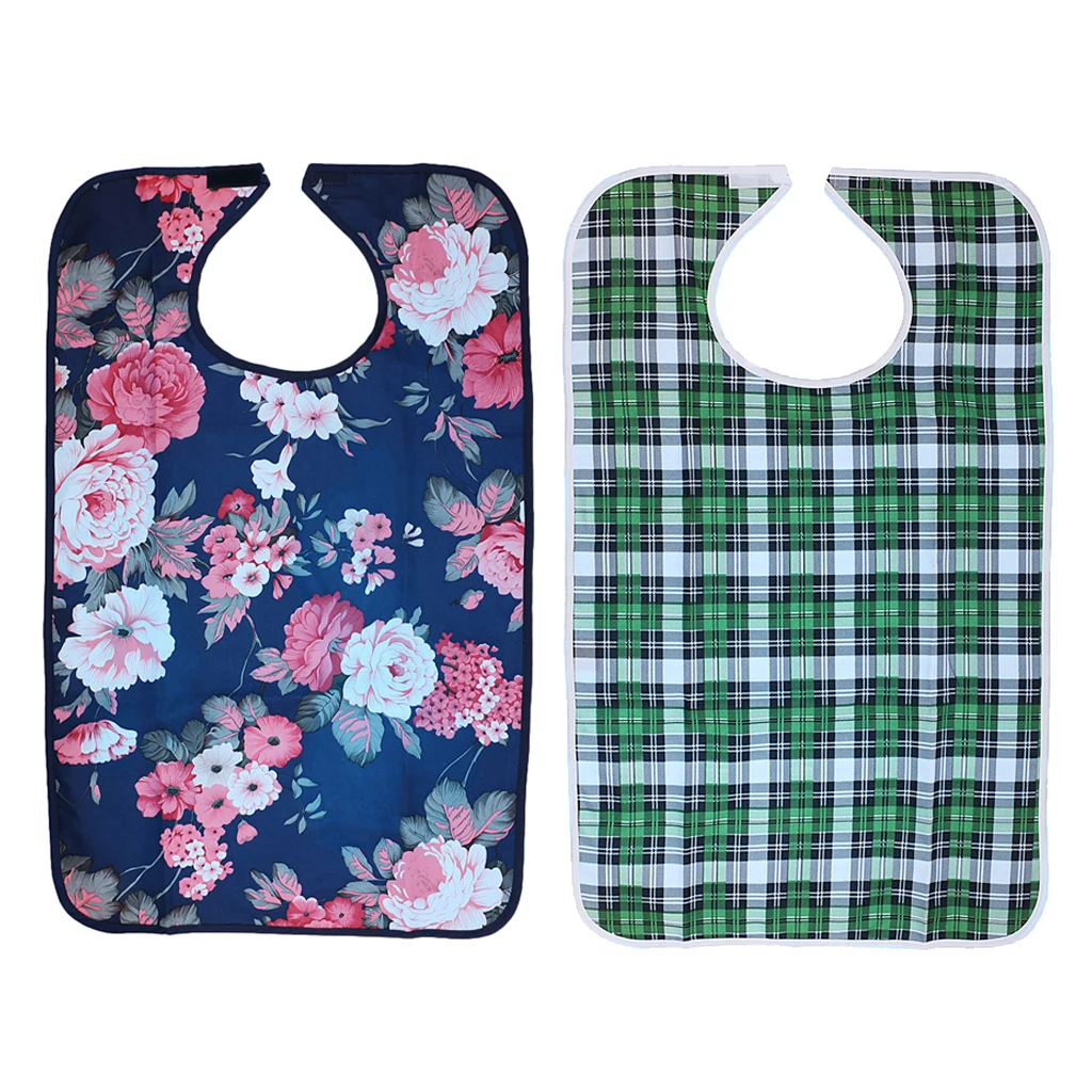 2pcs Adult Bibs for Women Men Disability Elderly, Absorbent Waterproof Clothing Protector Aid Home Hospital Use