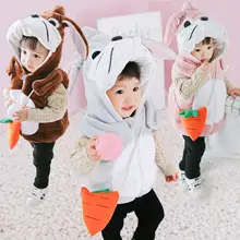 Осенне-зимний толстый стеганый жилет для мальчиков и девочек теплый жилет с милым рисунком для малышей зимнее пальто для младенцев