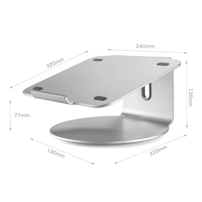 Aluminum Alloy Laptop Stand Base 360 Rotate Notebook Heighten Cooling Holder Support OUJ99