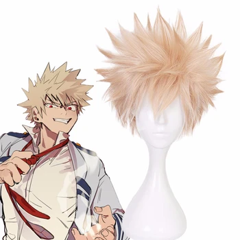 

Bakugou Katsuki Wig My Boku no Hero Academia Cosplay Costume Accessories Heat Resistant Short Linen Hair For Men Women