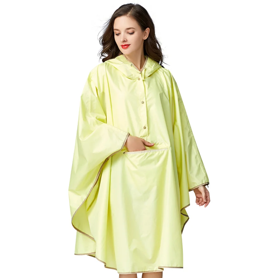 Желтый длинный дождевик Водонепроницаемый пончо Накидки Для женщин Женская
