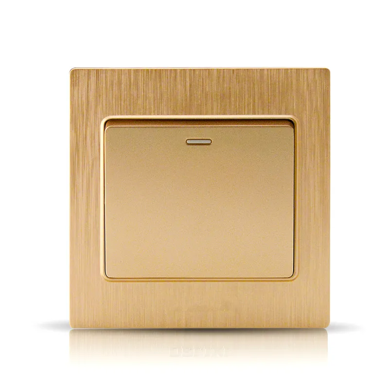 

Switch socket champagne gold brushed panel single open wall switch on a multi-control