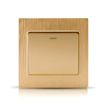 

Switch socket champagne gold brushed panel single open wall switch on a multi-control
